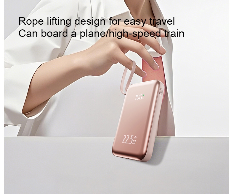 rope lifting design power bank with built-in cables