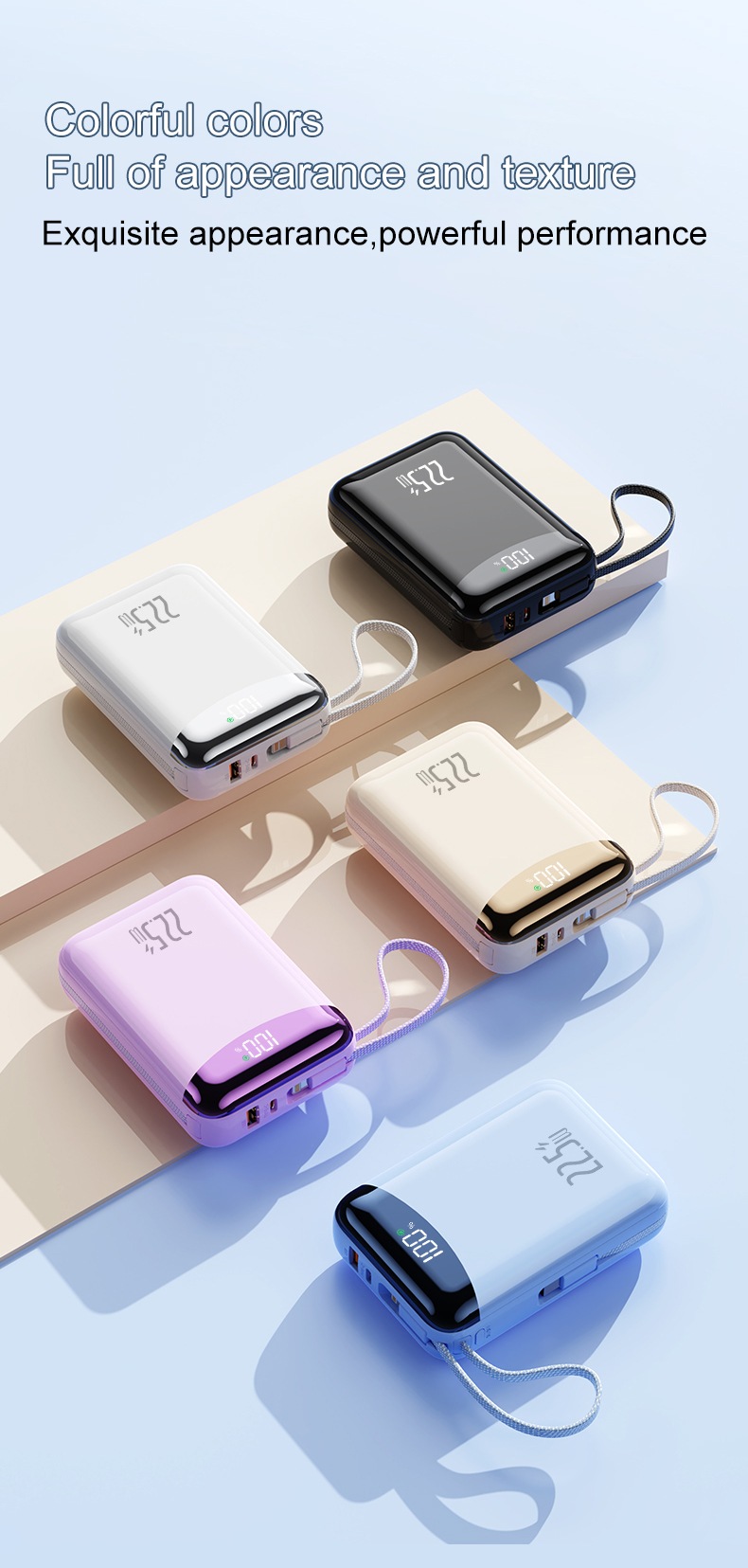 color custom portable power bank