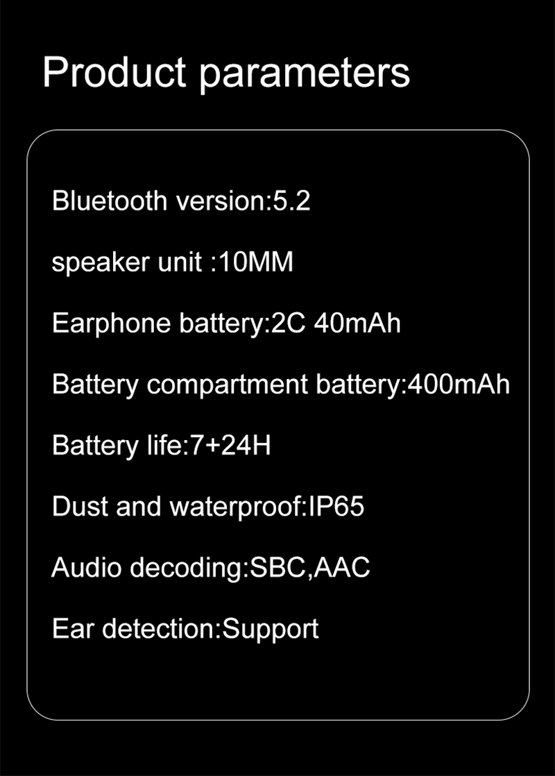 2-in-1 Bluetooth Earphones parameters