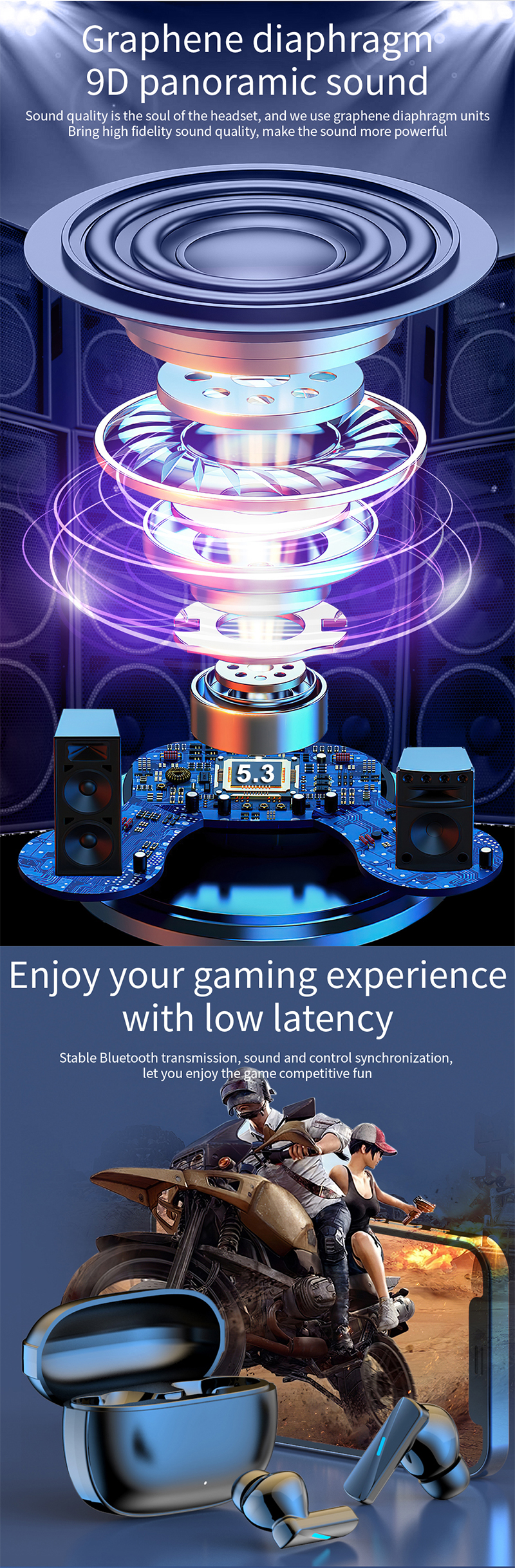 9D panoramic sound Noise-Cancelling Earphones