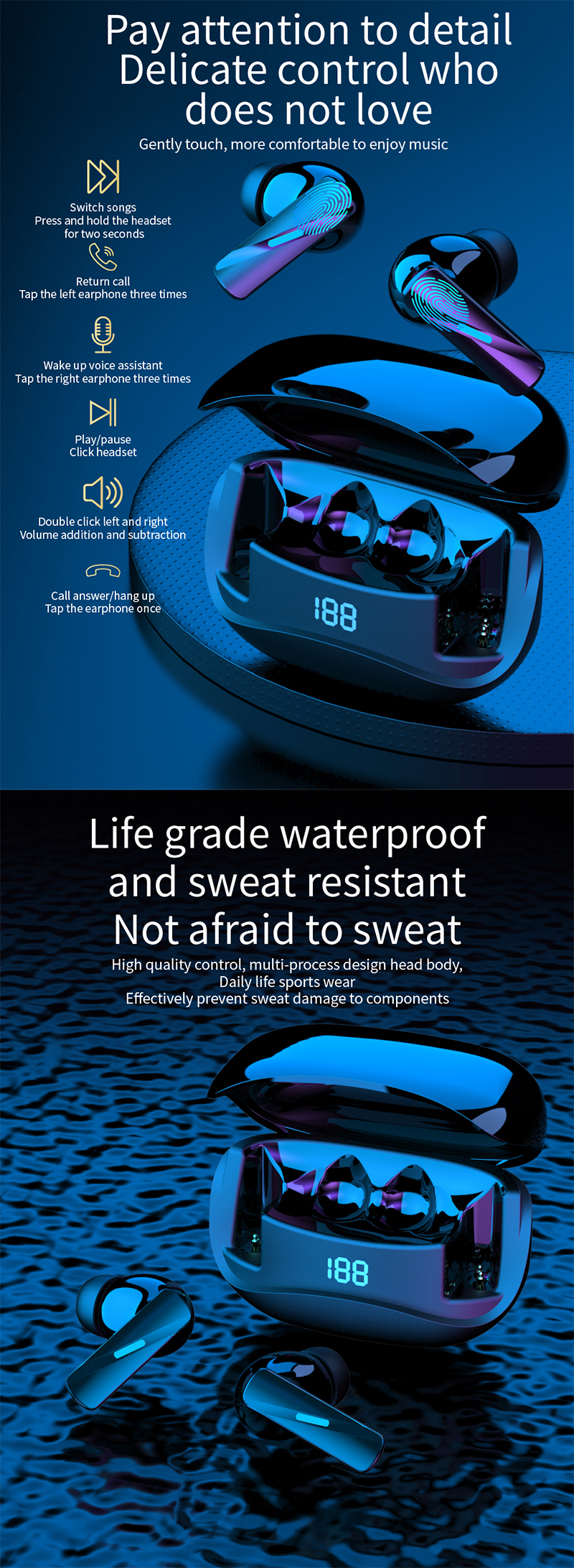 in-ear TWS Bluetooth earphones details