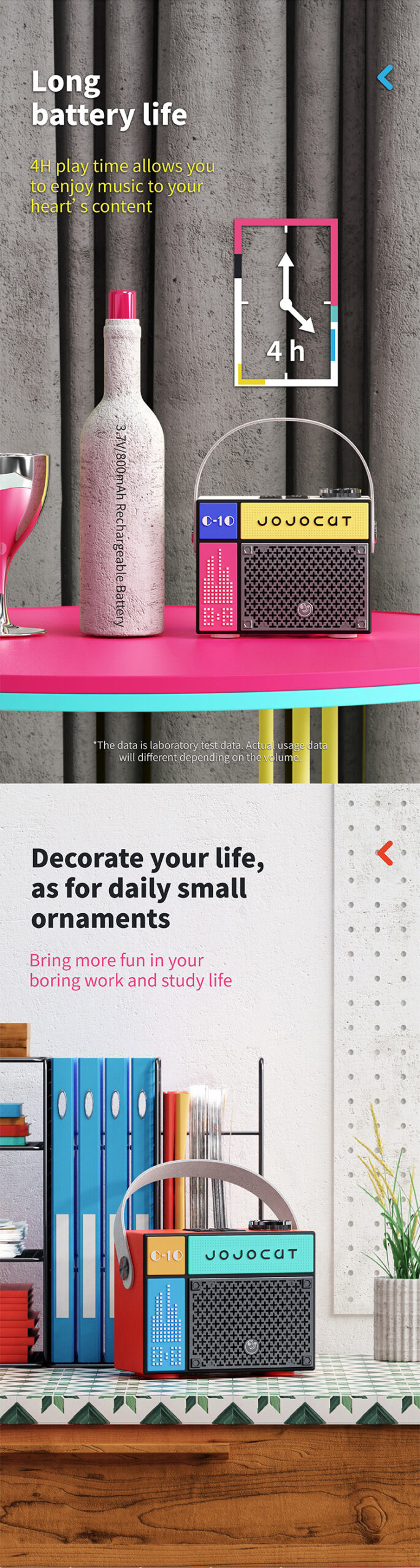 long battery life in stereo Bluetooth speaker