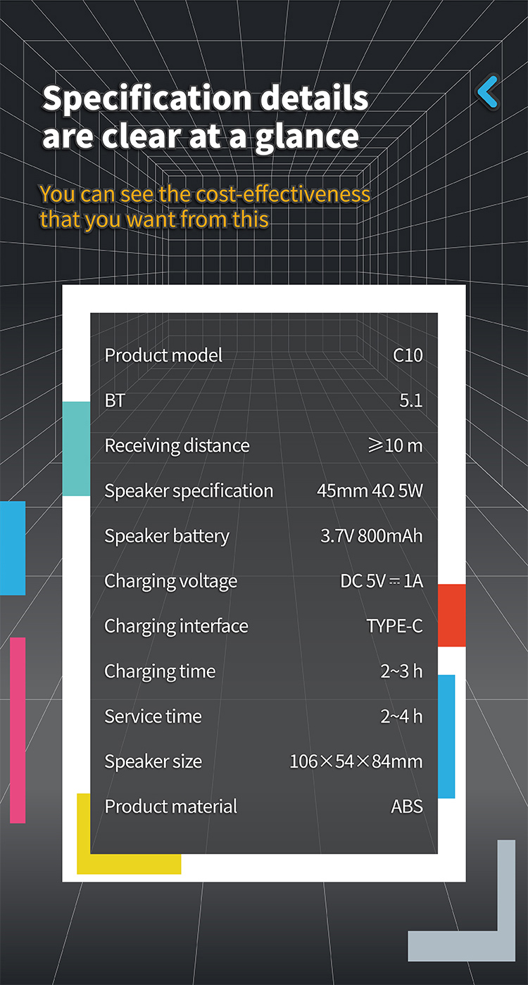 subwoofer stereo Bluetooth speaker specification details