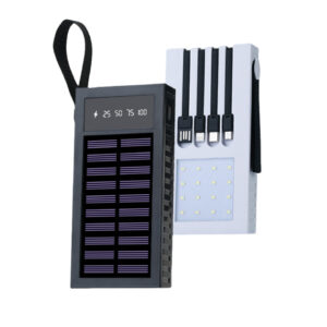 Portable solar power bank 10000mAh, with cable and LED light