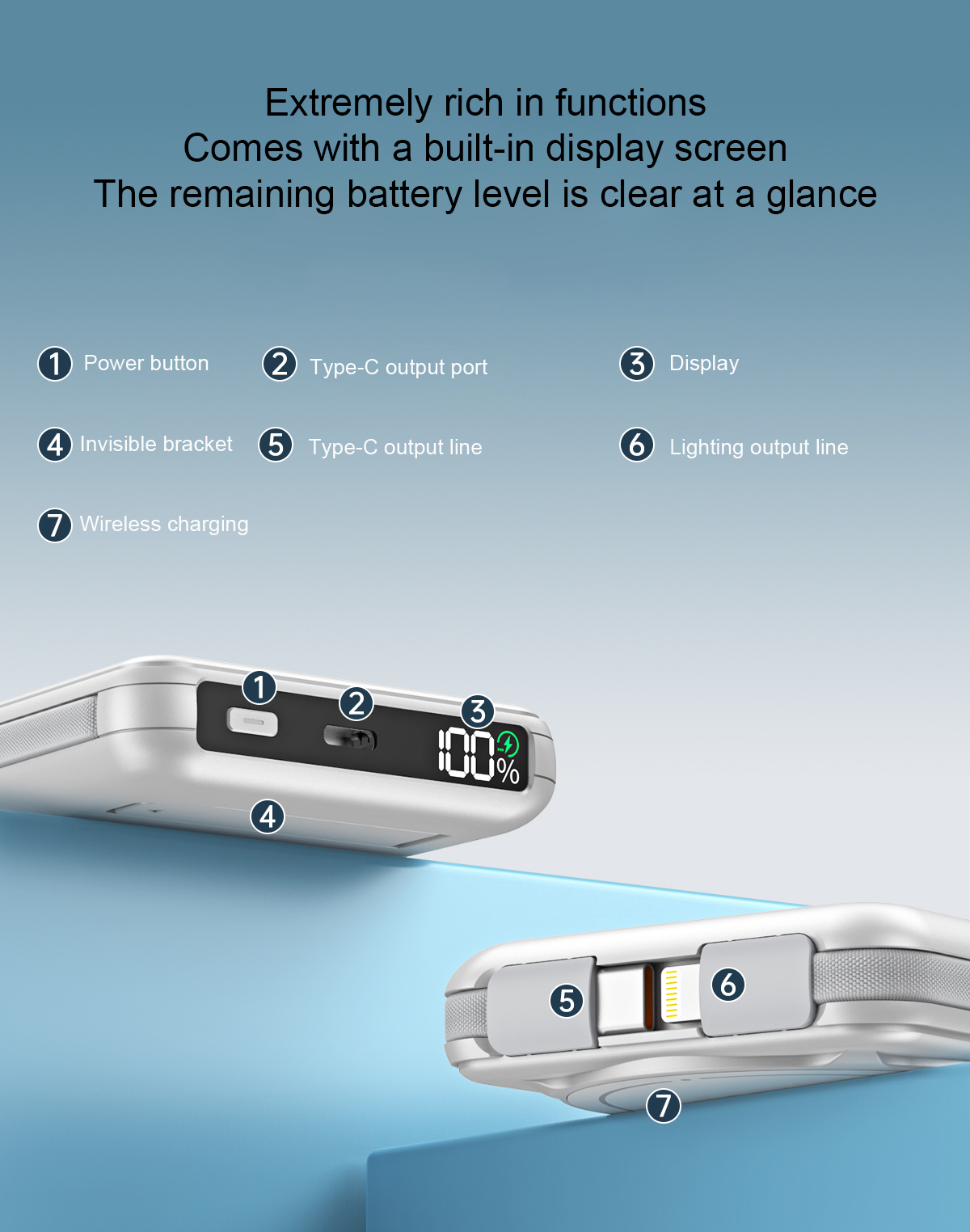built-in magnetic power bank functions