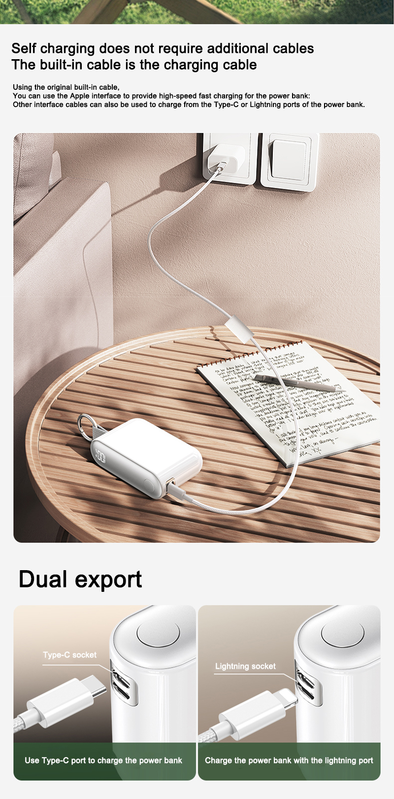 dual export mini compact power bank