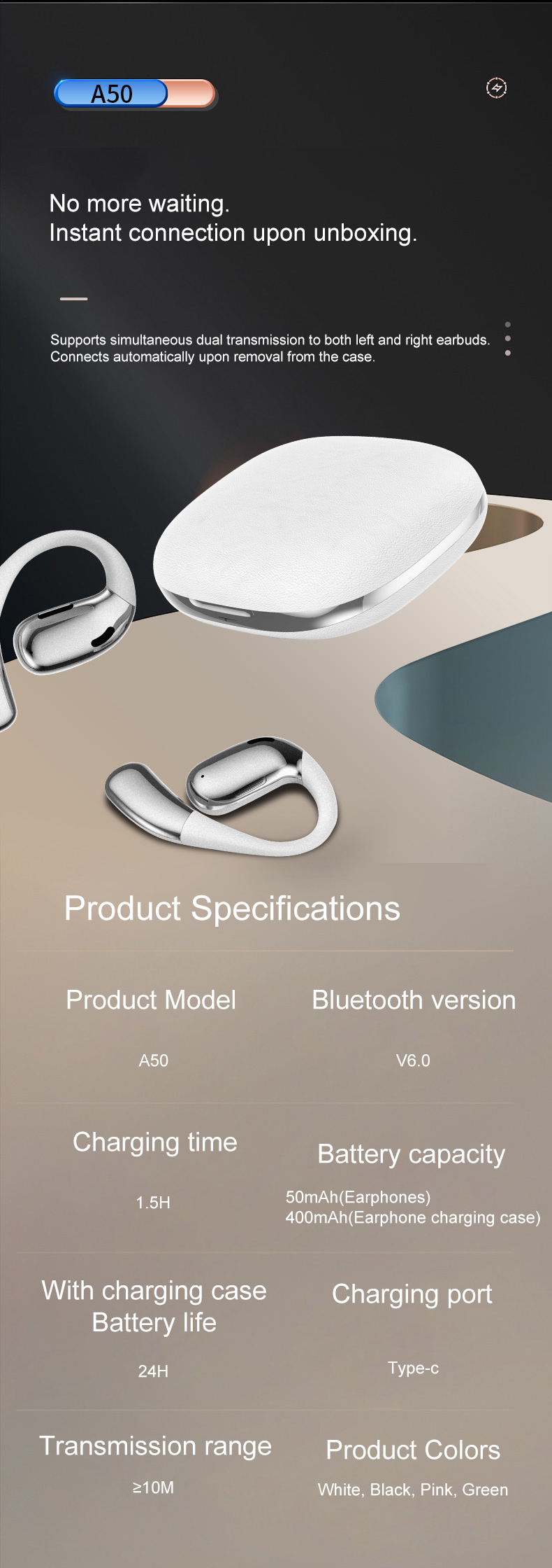 OWS wireless Bluetooth earphone parameters