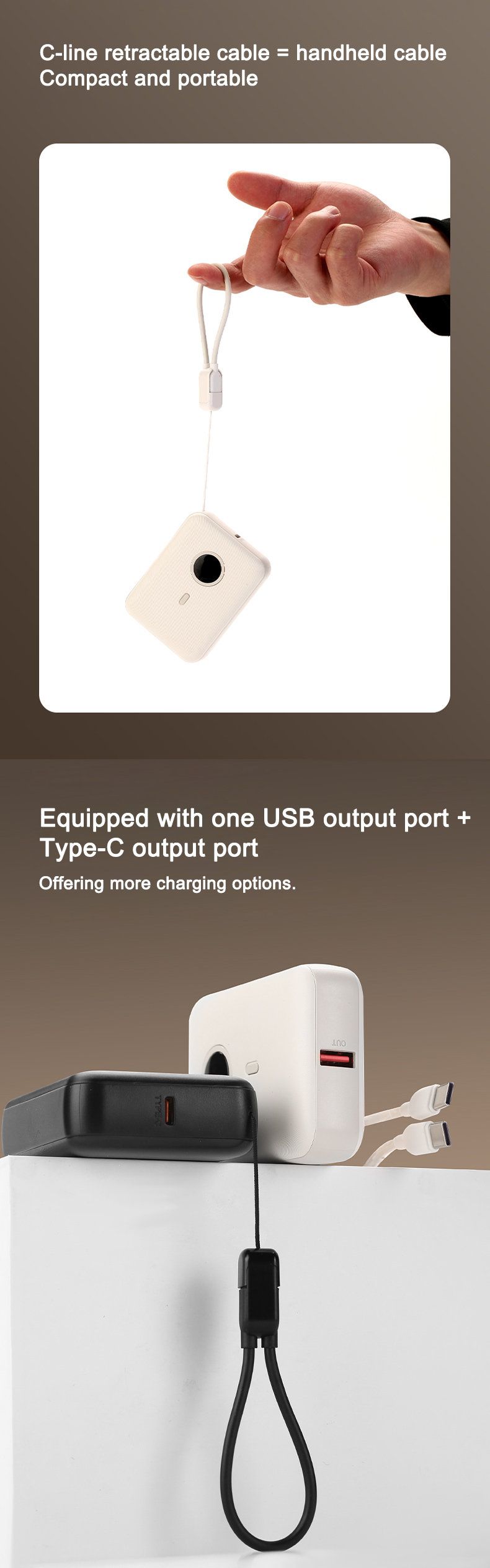 usb output port+ fast charging power bank