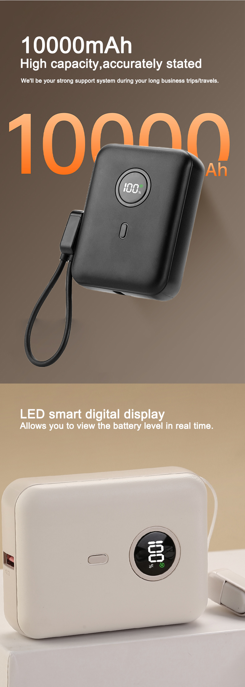 30W 10000mAh fast charging power bank