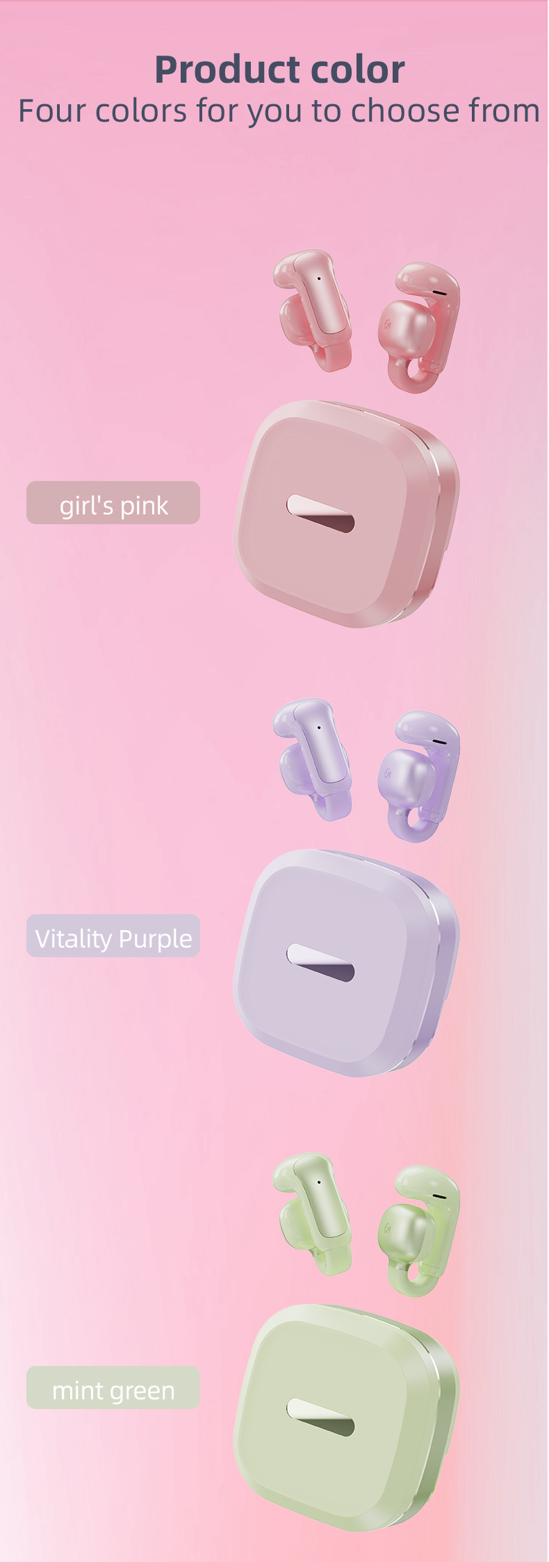 beauty mirror wireless Bluetooth earphones with color custom