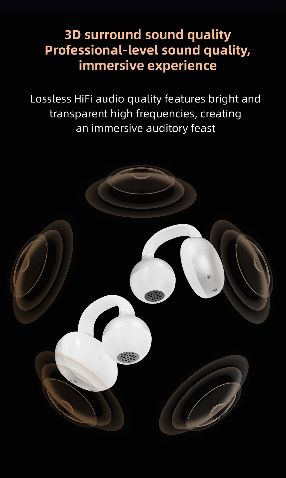 3D surround sound wireless Bluetooth headphones