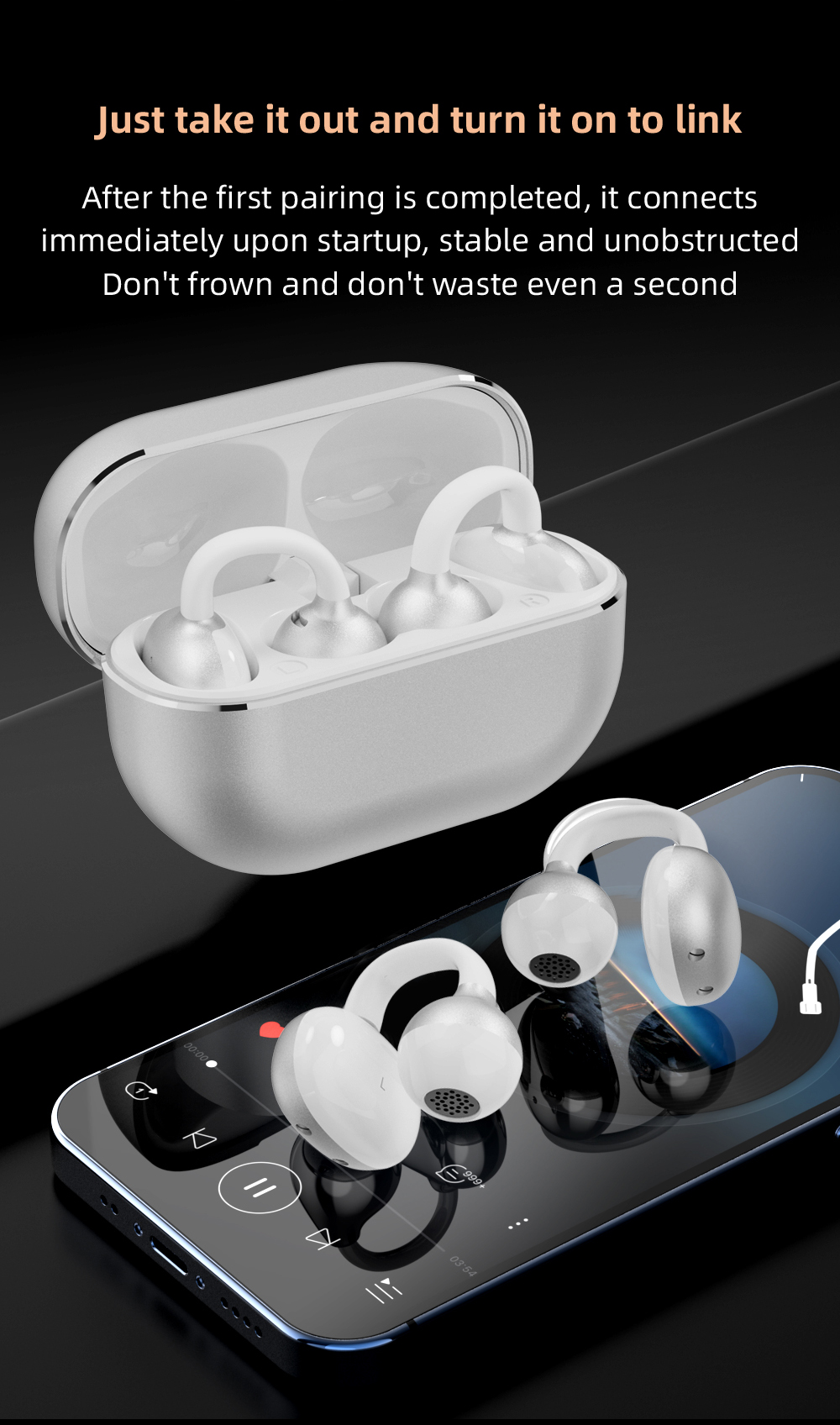 design clip-on wireless Bluetooth headphones