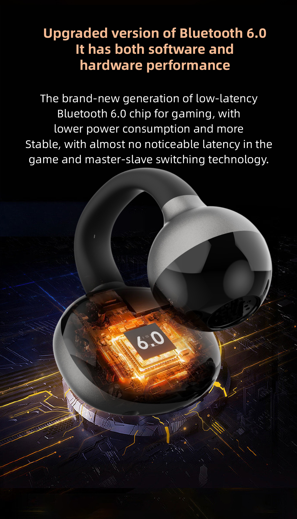 clip-on wireless Bluetooth 6.0 headphones