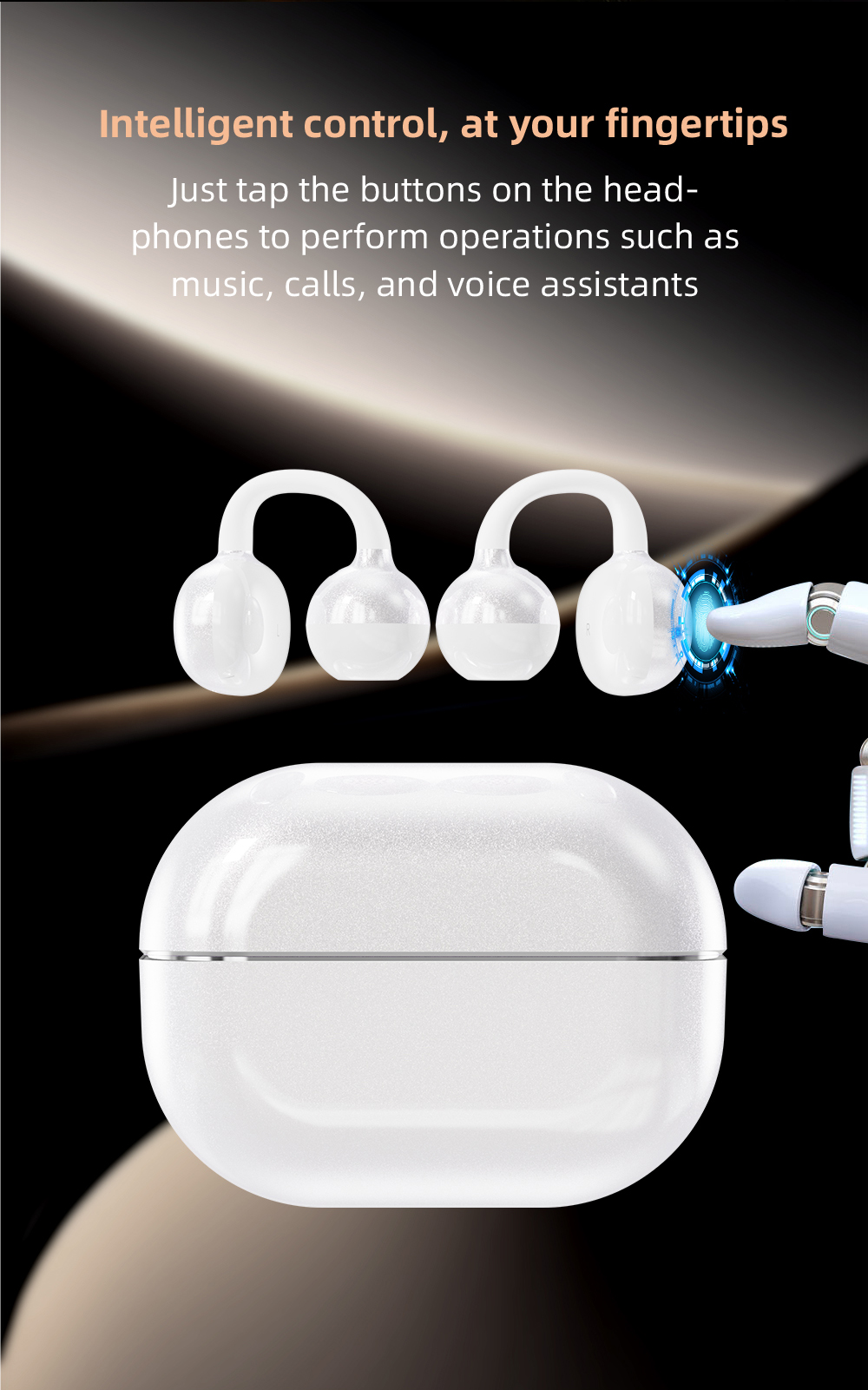 intelligent clip-on wireless Bluetooth headphones