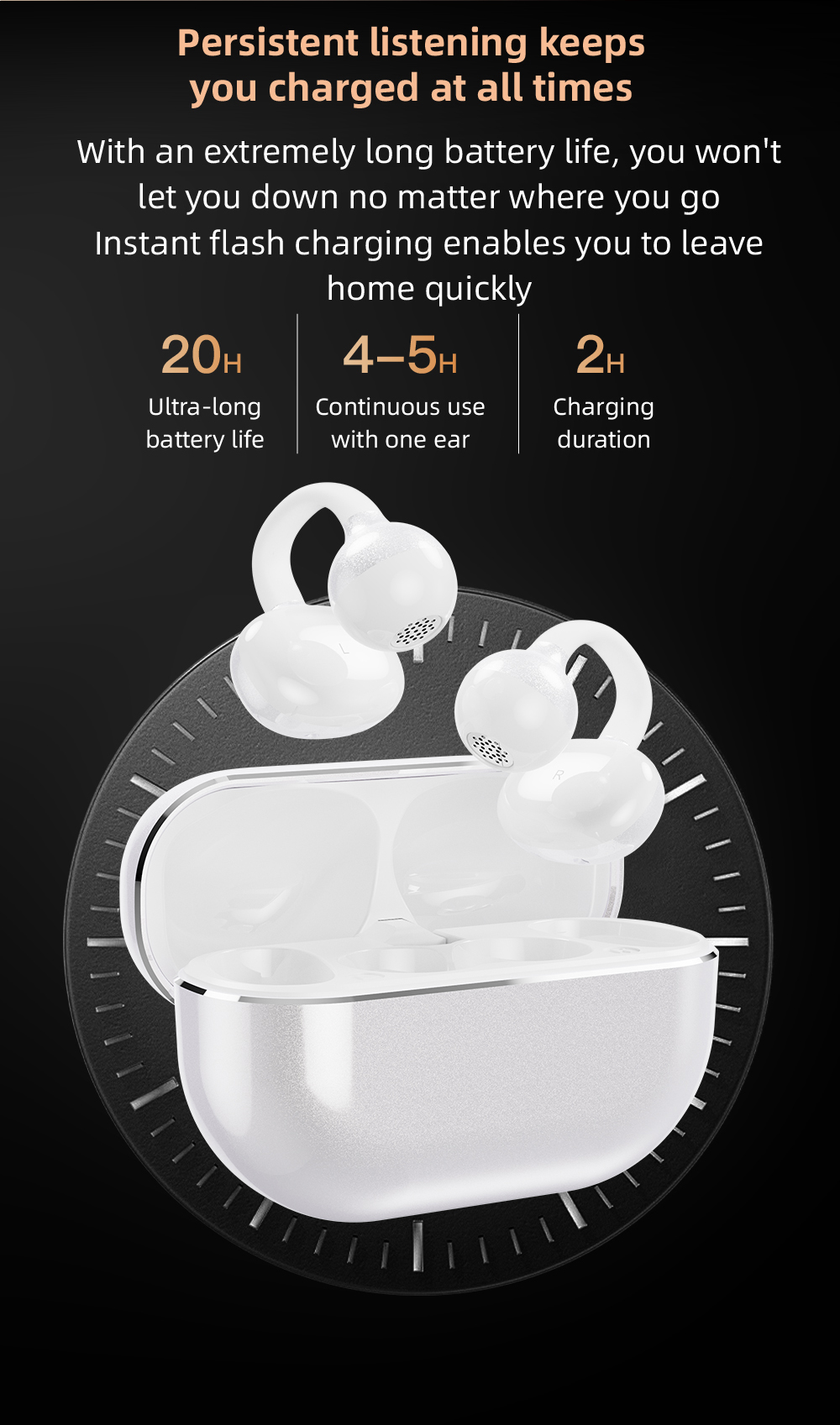 persistent listening clip-on wireless Bluetooth headphones