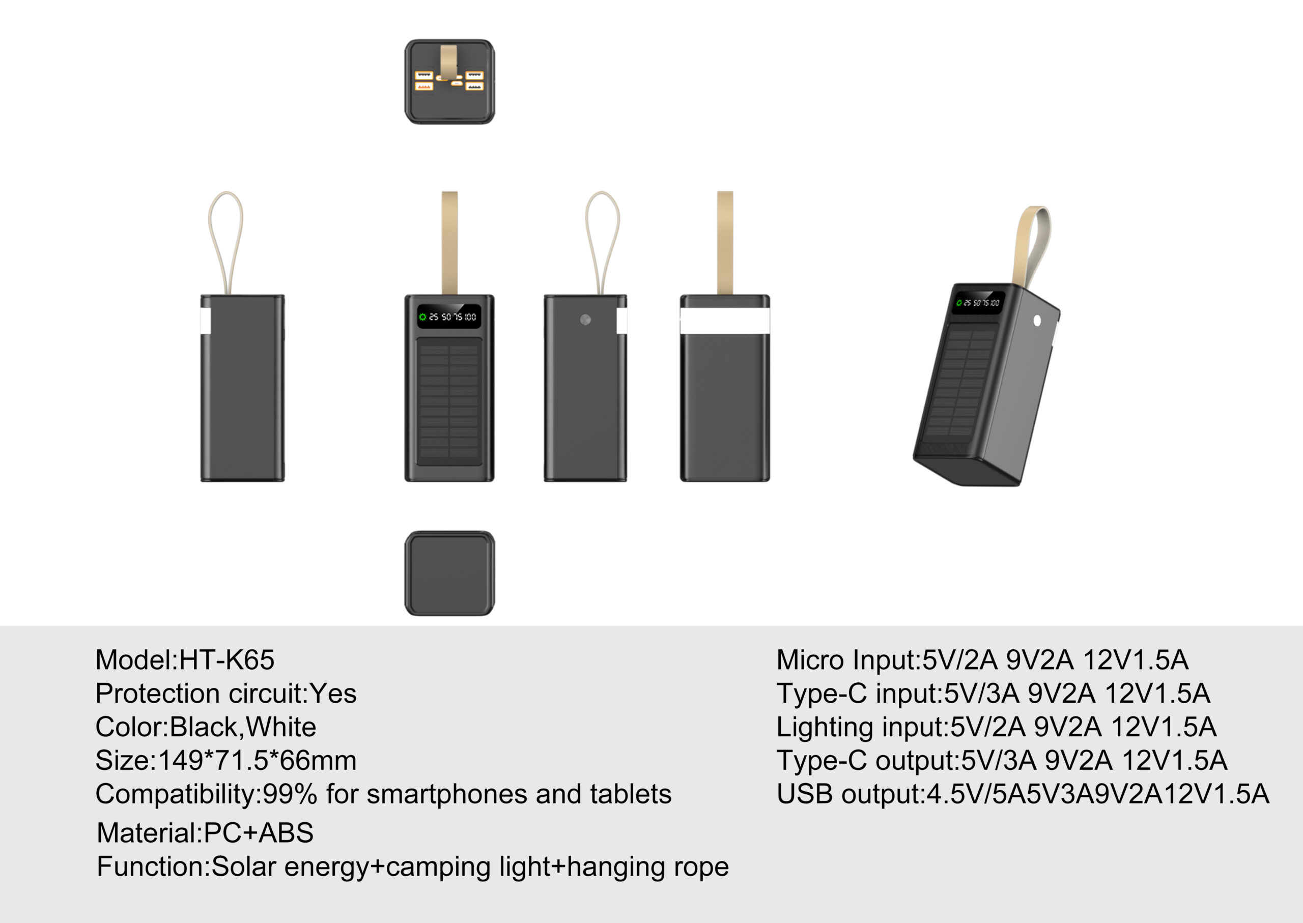solar powered mobile power bank parameters