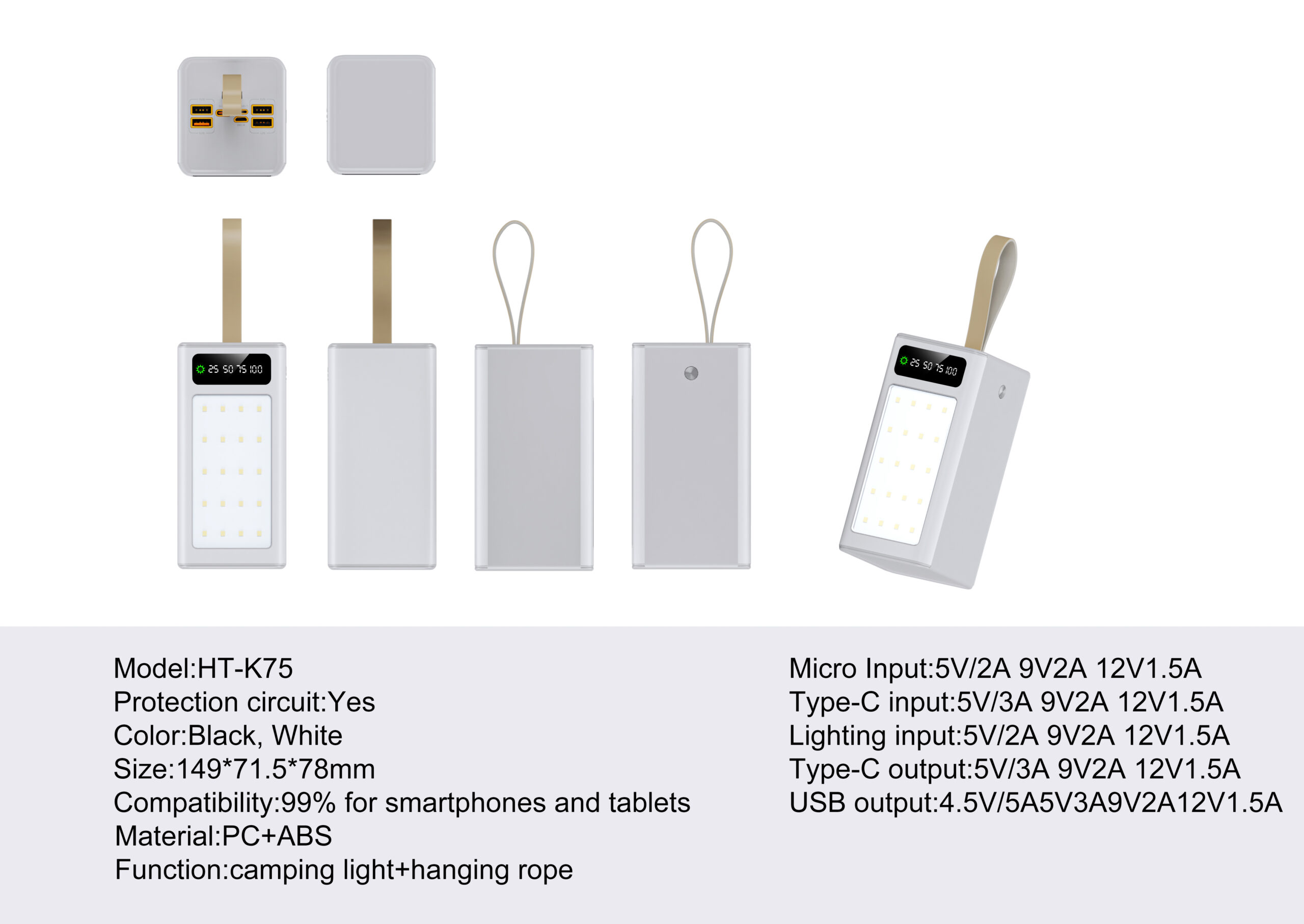 50000mAh mobile power bank parameters