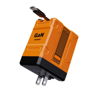 2-in-1 telescopic Gan wall charger with dual cables