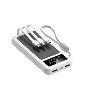 Solar Portable Power Bank with Built-in Wires