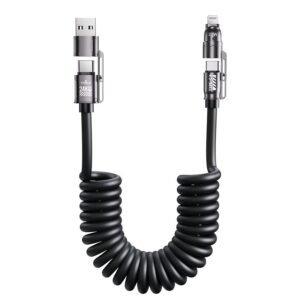 Super Fast Charging 4-in-1 Retractable Spring Data Cable Compatible with All Devices