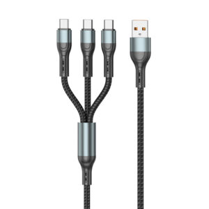 120W Fast-Charging 3-in-1 Braided Data Cable