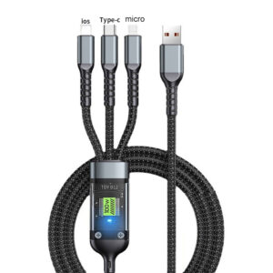 High-Speed 100W Nylon Braided USB Charging Cable with Indicator