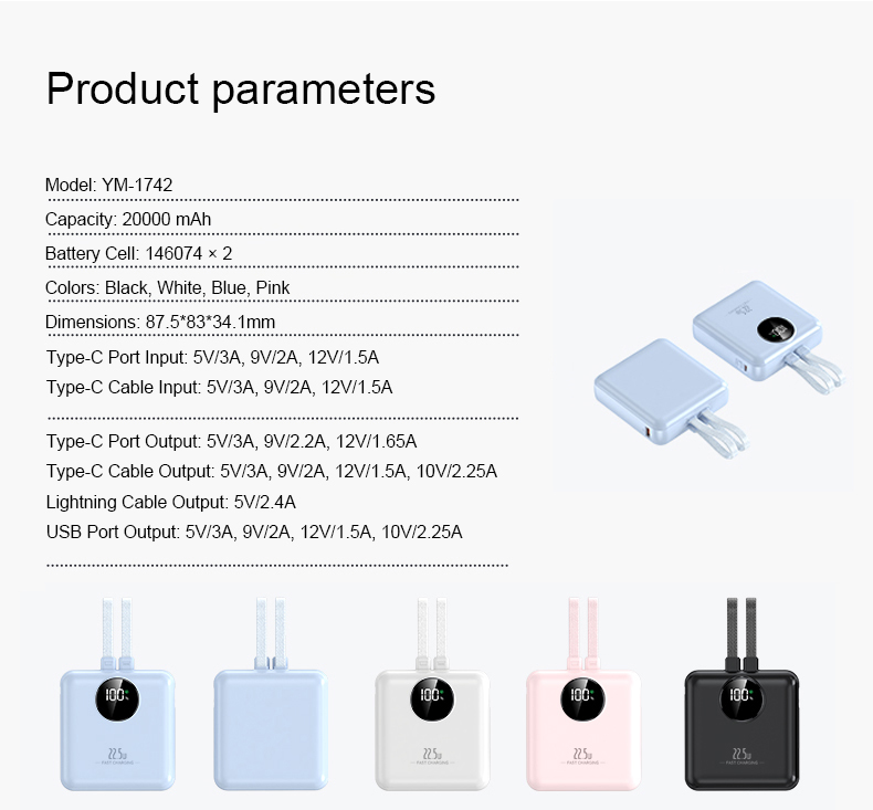 20000mAh 22.5W Fast Charging Power Bank