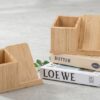 5w bamboo wireless charger with pen holder
