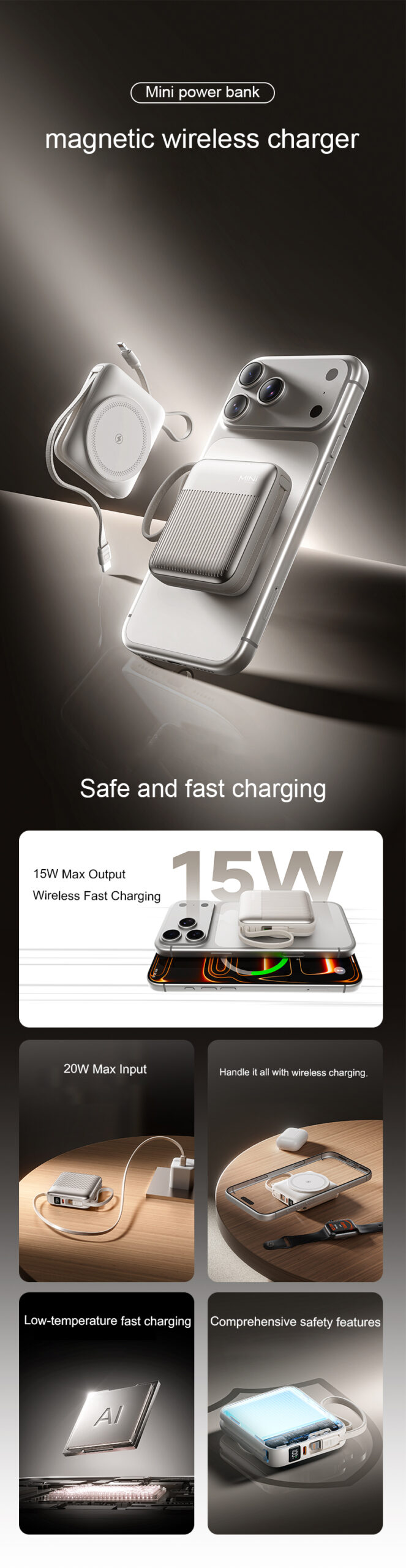 Mini 15W magnetic fast-charging power bank