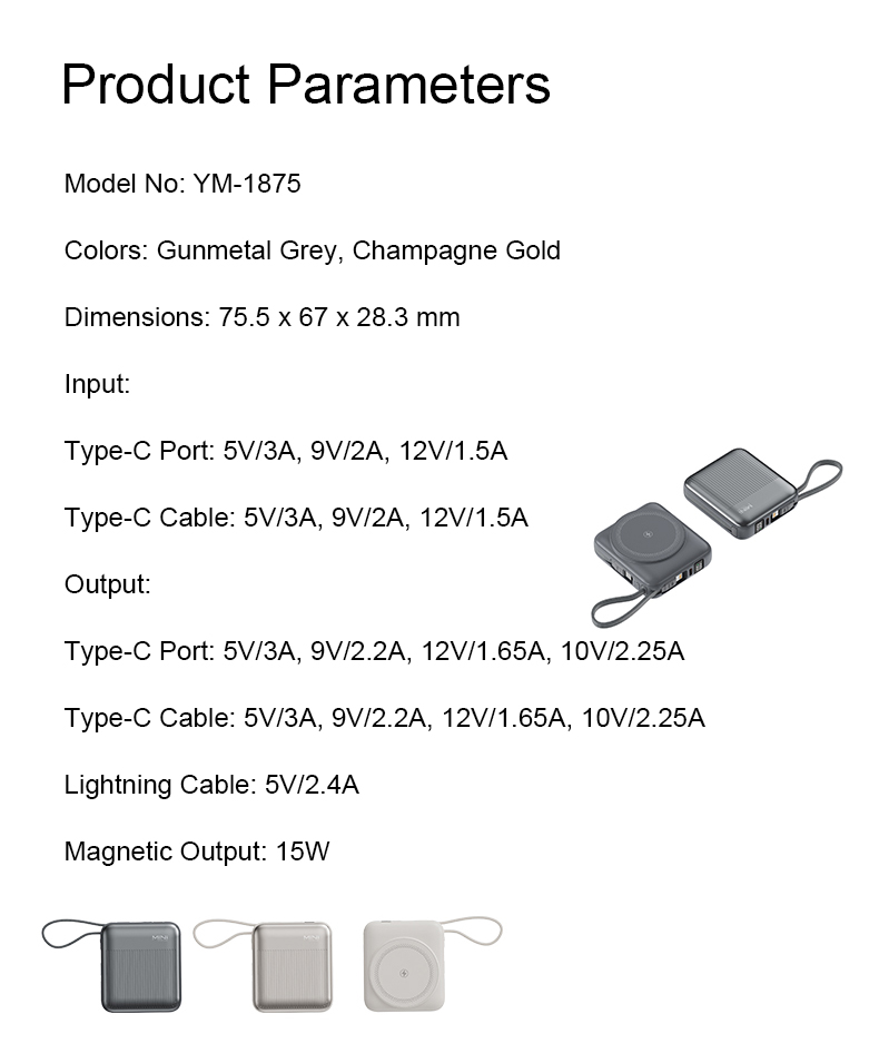 15W magnetic fast-charging power bank