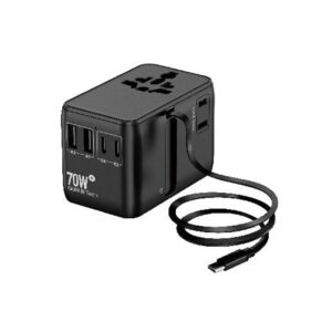 GaN  travel adapter Comes with Type-C Retractable Charging Cable