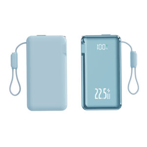 22.5W Fast-Charging Power Bank with Built-in AC Plug and Integrated Cable